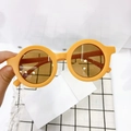 Vintage orange round frame children sunglasses with translucent brown lenses - Kids / Charming Yellow