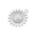 Macro detail of silver sunflower pendant showing intricate petal texture and metallic luster - VD1539 Platinum (Sunflower)