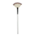Fan-shaped highlighter brush with white and brown bristles and a white handle - Small Fan Brush White Silver