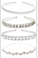 Elegant four-piece bridal headband set with rhinestones and pearls in silver finish - 4-Piece Set Silver