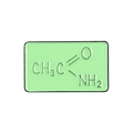 Green rectangular metal badge with acetamide chemical structure for medical professionals - Green Acetamide Formula