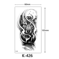 Waterproof temporary tattoo sticker with black and white sketch wolf and forest design - K-426 Wolf Moon Forest