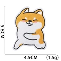 Close-up of Shiba Inu cartoon embroidery patch measuring 5.8cm x 4.5cm with size markers - Style 7 - Shiba Inu