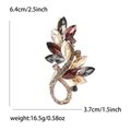Eleganter Kristall-Blatt-Brosche mit bunten Tropfensteinen und Maßen 6,4x3,7cm - Mehrfarbig