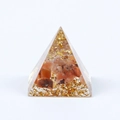 Orgon-Kristallpyramide mit orangem Achat und Goldfolie in klarem Kunstharz - Roter Achat