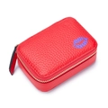 Mini-Lippenstifttasche in Rot mit Litschi-Muster, Lippen-Print und Gold-Zipper - Rot