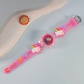 Pink digital watch for kids with unicorn and rainbow patterns on flexible strap - Unicorn 1 Rose Red