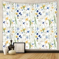 Dettaglio dell'arazzo floreale rettangolare con margherite ad acquerello e fiori selvatici - Gt623-32 / 73x95cm (stile Spazzolato Transfrontaliero)
