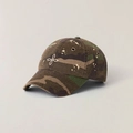 Distressed dark forest camouflage baseball cap with white embroidery and paint splatter - One Size / Land Camo