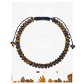 Tiger eye stone beaded bracelet with adjustable black cord on informative display card - Tiger's Eye