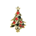 Vintage Christmas tree brooch featuring red and green rhinestones on gold-tone metal - Vintage Christmas Tree