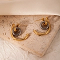 Gold Silver Two-tone Geometric Hoops ZJGE1025