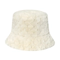 Gorro de pescador de piel sintética en blanco crema con aislamiento térmico para invierno - Blanco Roto