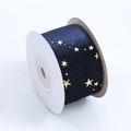 Cinta de terciopelo azul oscuro con estrellas doradas para regalo y manualidades - 3.8cm de Ancho * 10 Yardas / Azul oscuro