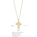 18K gold plated stainless steel cross necklace with micro-pave cubic zirconia stones - Cross No.12 (Gold with White Stone)