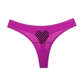 Seamless purple ice silk thong with heart checkerboard print for women's fitness - Rose Red Heart