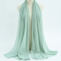 Light green chiffon hijab scarf with rolled edges shown on a mannequin bust - 79