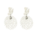 Elegant silver hollow circular tassel earrings with freshwater pearls and rhinestones - Hollow Snowflake Rhinestone Style (E1077-ST)
