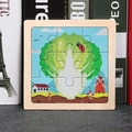 9-piece wooden animal jigsaw puzzle featuring a vegetable garden illustration for kids - Cabbage