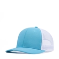 Curved brim trucker hat in light blue and white mesh design for outdoor sun protection - Adjustable / Columbia Blue + White Mesh
