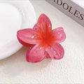 Pink gradient plumeria flower hair claw clip with a glossy translucent finish - Pink Red Gradient