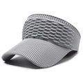 Grey knitted visor hat with pineapple texture for sun protection in a sporty open top style - Gray