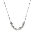 Collier minimaliste en acier titane argenté avec pendentif cube géométrique pour femme - Argenté