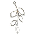 Silver alloy leaf pendant featuring 5 hollowed-out leaves for DIY jewelry making - 1Pc Tree Branch 19x41mm