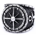 Anello vintage da uomo in stile nautico con timone e dettagli in metallo brunito - Taglia US 8 / Color Acciaio