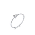 Anello elegante in argento S925 con zircone a goccia e fascia a microsfere - Argento / Taglia US 5