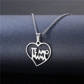 Silver heart pendant necklace with Te Amo Mama engraving for Mother's Day gift - TE AMO MAMA Heart