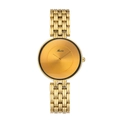 Montre Miss Fox dorée minimaliste pour femme avec cadran noir et bracelet à maillons - Tout Or