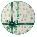 Christmas tree skirt with bow and snowflake prints, white fabric base with green ties - 90cm / Green Bow Ring