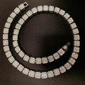 Massive 13mm silberne Hip-Hop Kuba-Kette mit quadratischen Strass-Gliedern für Herren - Silber 8 Zoll Armband (20 cm)