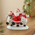 Ornamento natalizio in resina con Babbo Natale e pupazzi di neve, decorazione da 18x16x8cm - Set Babbo Natale e Pupazzo di Neve