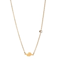 Collana minimalista in oro con pendente a cactus e zircone su una sottile catena a maglie - Stile Cactus (XN401-3)