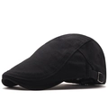 Men's breathable mesh flat cap in black, adjustable side buckle for outdoor sun protection - M(56-58cm) / Black