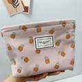 Pink corduroy makeup bag with pineapple pattern and Time to Party woven label - Light Pink Pineapple