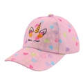 Rosa Mädchen Baseballkappe mit Einhorn-Stickerei und bunten Herz-Prints für Kinder - Herz Einhorn - Rosa