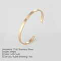 Minimalist 4mm 14K gold 316L stainless steel cuff bracelet with hollow heart details - 4mm / Gold