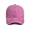 Minimalist washed rose pink cotton baseball cap with adjustable strap and vintage texture - Rose Red
