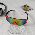 Kids sports sunglasses with red half-frame and colorful gradient cycling lenses - Red Frame