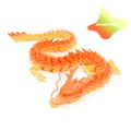 3D printed articulated Chinese dragon model with vibrant orange-yellow rainbow gradient - 30CM Rainbow #3