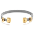 Silver twisted cable cuff bracelet with gold letters D and O accents for women - Silver-Gold Two-tone
