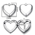 Silver heart locket pendant 23x19mm with embossed pattern and inner photo compartment - A46-Mirror Heart