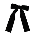 Elegant black velvet bow hair clip with long streamers on a clean white background - Black