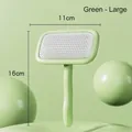 Ergonomic large green pet slicker brush with self-cleaning metal needles for dogs and cats - Green / Large