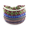 Bohemian mandala headband featuring burgundy and green geometric ethnic patterns - 20