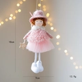 Ángel de Navidad de peluche rosa con falda de tul y estrella dorada, 18cm - Rosa