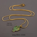 Collana con ciondolo a cactus placcata oro 18K con smalto verde su catena snake - Cactus / Oro